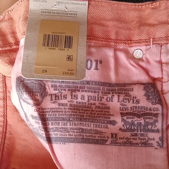 Levi's 501 High Rise Shorts Fitted Through the Hip Size 29 Orange - Picture 7 of 9